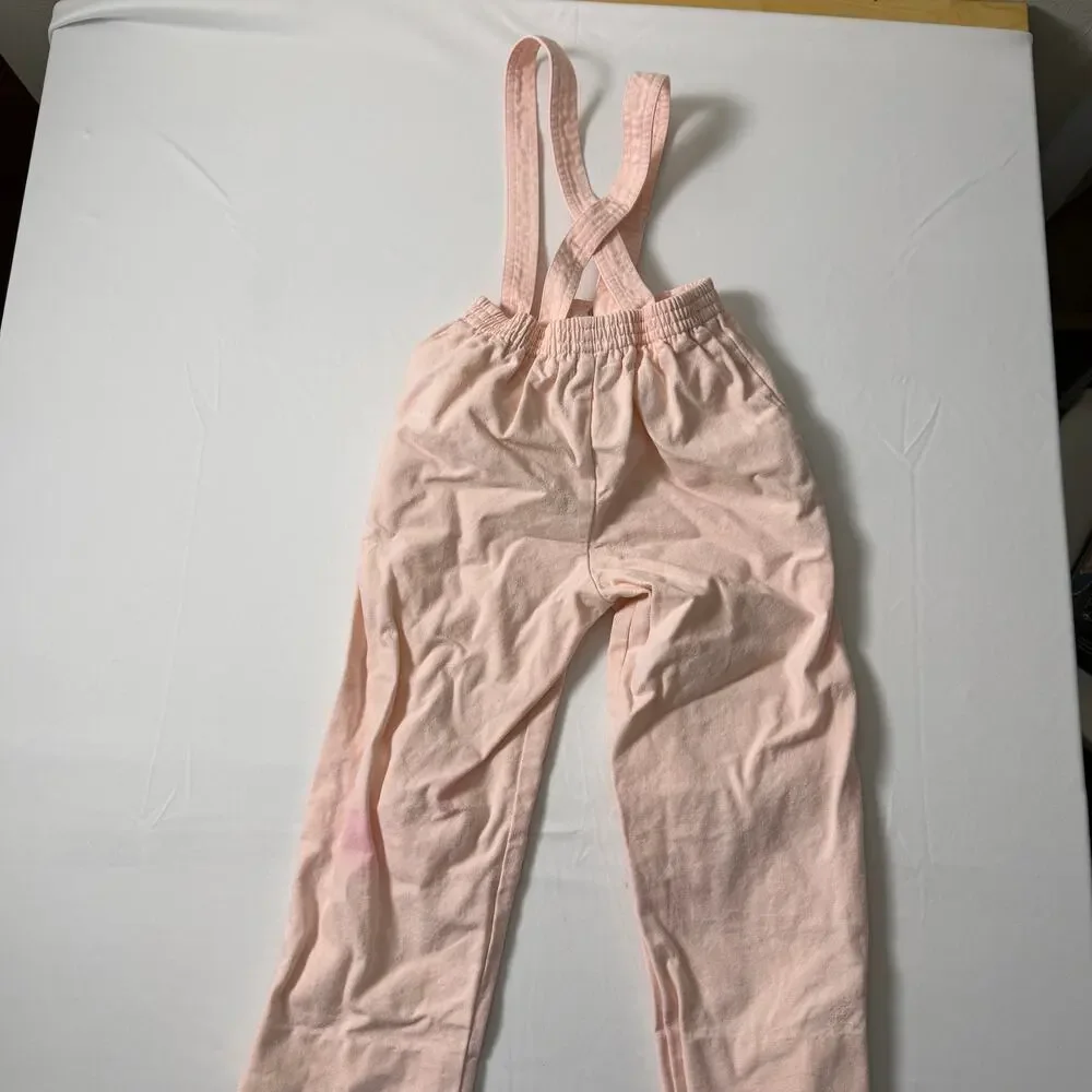 Vintage 80s IZOD Lacoste Pale Pink Crisscross Suspender Pants Sz 4T